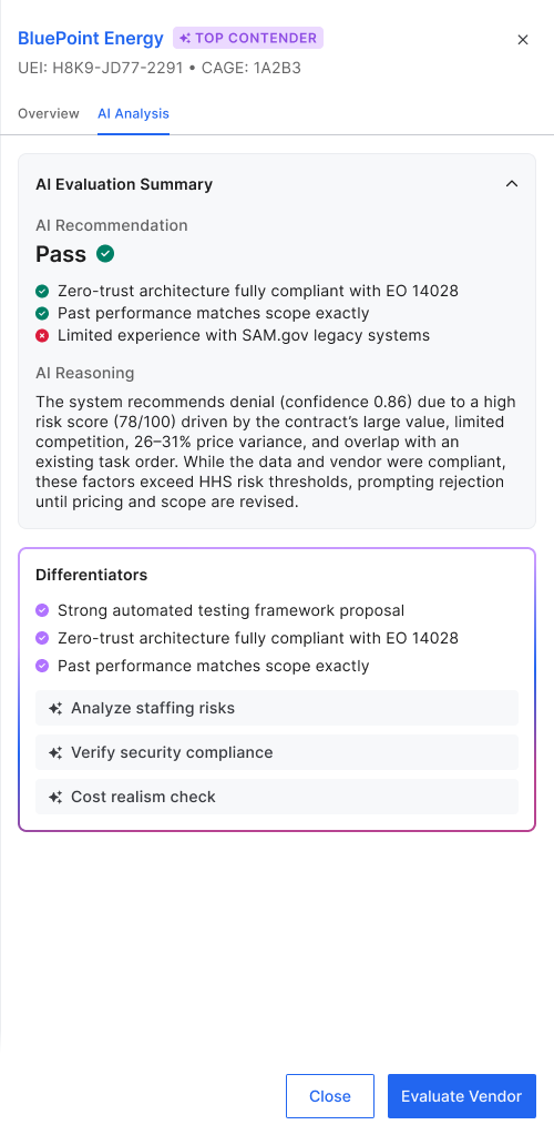 BluePoint Energy — AI vendor evaluation panel